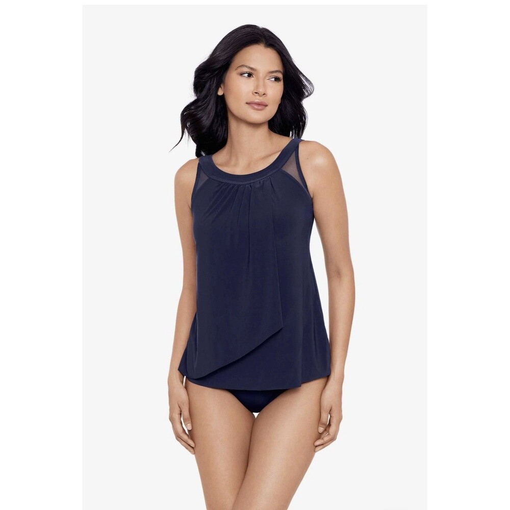 Miraclesuit Ursula Illusionists Underwire Tankini Top Midnight Sz 12 Slimming